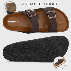 Centrino Sandals for Men | Berkin-Style Slip-On Casual Sandal with Open Toe Design |Lightweight On-Grip Sole for Outdoor Wear|Men Open Toe Buckle Strap Sandals| Summer Slip-On Slipper|Perfect For Monsoon Rainy Season NAVY 13 UK(7313)