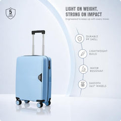HRX Parabola 3-Piece Luggage Set Intergallcatic Grey Polypropylene Hard Shell Suitcase Set - Premium Travel Trolley Bags with 8 Spinner Wheels, Number Lock & Water Resistant Body