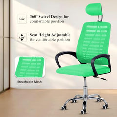 Casa Copenhagen Mesh Mid Back Office/Study/Computer/Revolving/Desk Chair for Work from Home -Metal Base, Height Adjustable Seat - Grey Milange & Black Handle