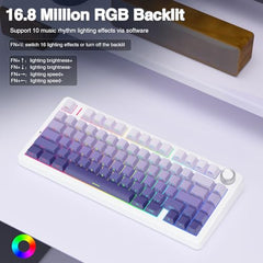 AULA F75 Pro Wireless Mechanical Keyboard,75% Hot Swappable Custom Keyboard,RGB Backlit,Pre-lubed Linear Switches,Side Printed PBT Keycaps Mechanical Gaming Keyboards,Gradient Purple