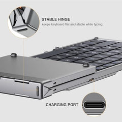 ProtoArc Foldable Bluetooth Keyboard, XK01 Full Size Folding Wireless Keyboard with Number Pad, Portable Travel Keyboard for Windows iOS Android Tablets, Laptops, iPad
