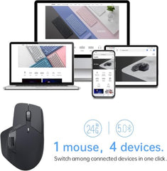 Rapoo MT760L Ergonomic MultiDevice Mouse, Rechargeable, Onboard Memory, Blk