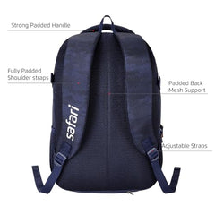 Safari Omega spacious/large laptop backpack with Raincover, college bag, travel bag for men and women, Black, 30 Litre
