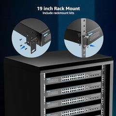 YuanLey 18 Port 2.5G PoE Switch Unmanaged, 16 x 2.5G Base-T PoE Ports, 2 x 10G RJ45 UpLink, IEEE802.3af/at, 250W, Compatible with 100/1000/2500Mbps, Metal Case, 2.5Gbe Network Switch