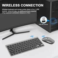 cimetech Mini Wireless Keyboard and Mouse, 2.4G Portable Slim Keyboard and Mouse Set with 12 Multimedia Shortcuts for Computer, PC, Laptop, Tablet, Desktop, Android SmartTV (Grey)