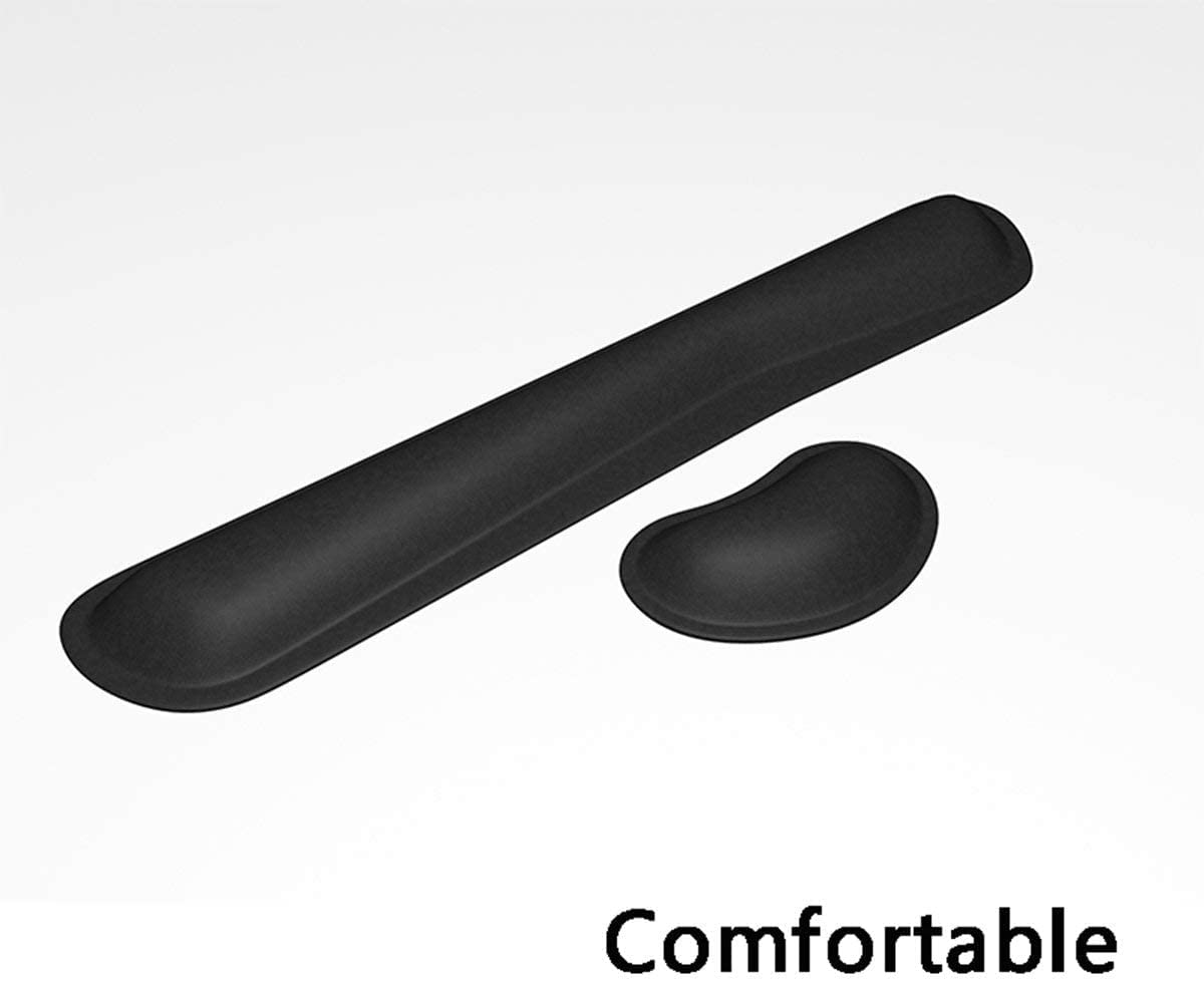 SYGA Keyboard Wrist Rest Pad Leather Mouse Keyboard Wrist Rest Support Pad Set with Comfortable Memory Foam Padding Non-Slip Rubber Base and Ergonomic Design for PC Computer Laptop