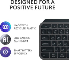 Logitech MX Keys S Wireless Keyboard, Low Profile, Fluid Precise Quiet Typing, Programmable Keys, Backlighting, Bluetooth, USB C Rechargeable, for Windows PC, Linux, Chrome, Mac - Graphite