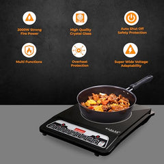 CADLEC CookMate_5 2000W Induction Cooktop for Home & Kitchen | Quick & Efficient Cooking, 7 Cooking Modes, LED Display, Auto Shut-Off & Overheat Protection | BIS Approved, 2-Year Warranty | Black