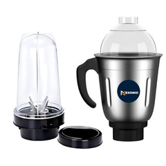 Stainless Steel Combo (Mini 180 Ml & 250 Ml) Jar Set one for Mixer Grinder, Compatibility with all mixer grinders with 2 slots of jar fitting with 4 teeth coupler