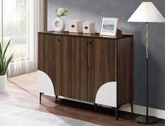 DeckUp Stella Engineered Wood Sideboard/Buffet Counter/Storage Unit (Walnut & White, Matte Finish)