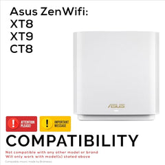 Adhesive Wall Mount for Asus ZenWifi XT8, XT9 & CT8 WiFi Router, Easy to Install Holder, Stick On & Screw in Mounting, by Brainwavz