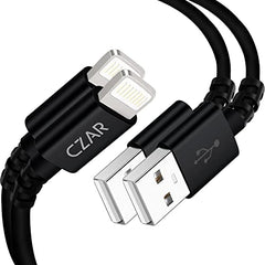 Czartech [1.2 Mt USB-C 20W Fast Charging cable Compatible with i-Phone,14,13, 12,11, X, 8, 7, 6, 5, i-Pad iPad Air and More [Nylon Braided,Black - Pack of 2]