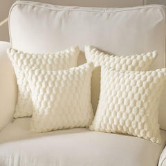 MOMISY Corduroy Cushion Throw Pillow Covers, Honeycomb Pattern, 45 x 45 cm, Set of 5 (White)