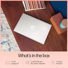HP 15, 13th Gen Intel Core i5-1334U Laptop (12GB DDR4,512GB SSD) Anti-Glare,Micro-Edge,15.6''/39.6cm, FHD, Win11,M365,Office24, Silver,1.59kg, Iris Xe Graphics, FHD Camera w/Privacy Shutter, fd0575TU
