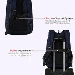 HARISSONS Teknos Business Travel Laptop Backpack | 35L | Fits 15.6” Laptop | 900D PU-Coated Polyester & Vegan Leather | Work, Travel & Commute | USB Port, Anti-Theft Pocket, Rain Cover (Black)