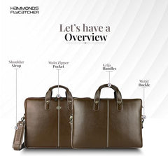 HAMMONDS FLYCATCHER Genuine Leather Office Bag for Men - 15.6 Inch Laptop Bag for Men for Professionals, Business Travelers - Adjustable Straps & Multiple Compartments - 1 Year Warranty - Brown