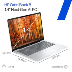 HP Smartchoice Omnibook 5 OLED (Previously Pavilion), Snapdragon X Processor 45 Tops (16GB LPDDR5x,1TB SSD) 2K,16''/40.6cm, Win11, Office24, Silver, 1.59kg, fb0001QU, Multi-Day Battery AI Laptop