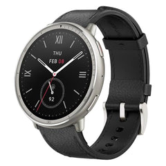 Amazfit Active 2 Premium Smartchoice 44mm Smart Watch, Sapphire Glass Display, Free Silicon Strap, Built in GPS, 10day Battery, 5ATM, iOS & Android, 2000 Nits, 160+ Sports Mode, Black Leather