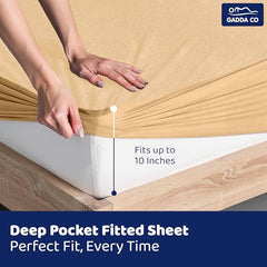 GADDA CO 100% Waterproof Premium Cotton Feel Mattress Protector King Size 78x72 Inch|Ultra Soft Breathable & Fitted Bed Protector Terry Cover Double Bed (6.5x6 feet, Fits 10 Inches, Grey)