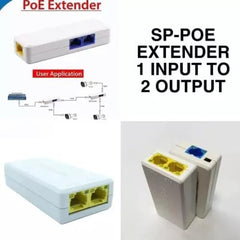 JK VISION POE Repeater 10/100Mbps 1 to 2 POE Extender Networking Device, Supports 2 Cameras up to 100M, External Power not Required