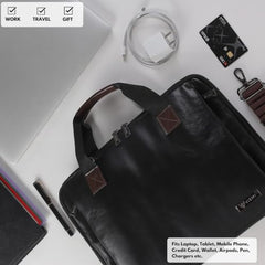 VISMIINTREND Laptop Leather Bag for Man | Coffee Brown