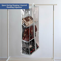 Homestrap Handbag Hangease 3 Layer Bag Organizer Cover for Handbags|Transparent Storage Bag