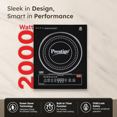 Prestige PIC 2.0 V2 2000-Watt Induction Cooktop with Touch Panel |Radiant|Black