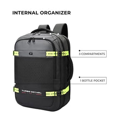 Gear Turbo 21"/45L Large Water Resistant Anti theft Laptop Backpack with Raincover | Backpack | Daypack |Briefcase | Travel Bag For Men/Women (Black - Grey)