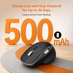 Amazon Basics Ergonomic Wireless Mouse, Bluetooth + 2.4 GHz, Silent Clicks, Side Scroll Wheel, 5 Adjustable DPI Settings up to 4800, Connects up to 3 Devices, Rechargeable, For PC, Mac, Laptop (Black)