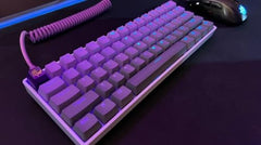 ASCENY Coiled & Double-Sleeved Mechanical Keyboard Cable, for Type-C Mechanical Keyboards (Pink)