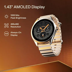 boAt Ultima Aeris 1.43" AMOLED Display, 1000 nits Brightness, Ultra Slim 8mm Metal Build, IP68, Auto HR & SpO2 Monitoring, Sleep & Stress Tracking, Stylish Smartwatch for Men & Women(Tan Brown)