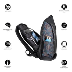 Arctic Fox Slope Anti-Theft Backpack (Dark Denim) | 23 Ltr Capacity|Water Resistant | Multipurpose Backpack |Rain Cover|15.6 Inches Unisex Laptop Bag with USB Charging Port