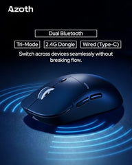 AZOTH GM78W Wireless Gaming Mouse, 7-Button RGB Trimode Mouse with 12800 DPI, 2.4G/Bluetooth/Wired, Optical Sensor, Macro Software, 1000Hz Polling Rate, Lightweight Design for Laptop PC/Desktop