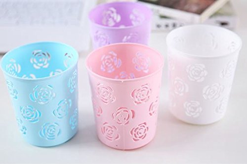 SYGA 4 Pieces Plastic Round Shape Storage Pen Holder_Pink