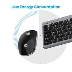 Portronics Key2 Combo Wireless Keyboard and Mouse Set,with 2.4 GHz USB Receiver,Silent Keystrokes,1200 DPI Optical Tracking,Compact Design,Multimedia Keys for PC,Laptop & USB Supported Devices(Grey)