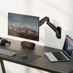 White Mulberry |DIY| Wall Mounted Monitor Stand Mount | Supports 15-32 Inch Screens| 9 Kg Screen Load | VESA 75X75 & 100X100 | Spring Assisted Wall Mounted Monitor Mount | Black - (Single Screen)