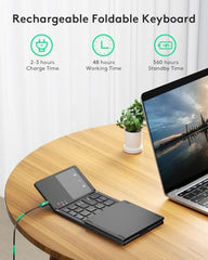 Samsers Foldable Bluetooth Keyboard with Touchpad, Ultra Slim Compact,Black