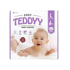 TEDDYY Easy Baby M Size Diaper Tape Style |126 Count (Medium) | 6-11 kgs (Pack of 2) | Quick Absorbency | Extra Super Soft | Anti - Bacterial | Wetness Indicator with Adjustable Grip Tapes