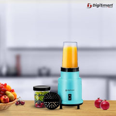 DIGISMART 500W Nutri Mixer Grinder 2 Jars 22000 RPM Motor Speed For Chutney, Juice and Shake, Fast Grinding Stainless Blade, Long Lasting Shock Proof ABS Body, 1 Years Warranty - Blue