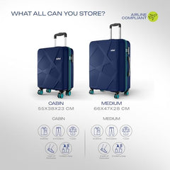 Safari Pentagon Pro 8 Wheels Set of 3 (Cabin + Medium + Large) Trolley Bags, Hard Case Polypropylene, 360º Wheeling Luggage, Suitcase for Travel, Cyan, Spinner Wheels