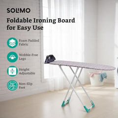 Amazon Brand - Solimo Wooden Ironing Board/Table with Iron Holder, Foldable & Adjustable (116 x 40cm)