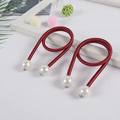 Syga 2Pcs Curtain Tiebacks 46cm Curtain Clip Rope Holdbacks Classy Decorative Pearl Holder Buckles for Home Hotel Window Draperies Rope Ties Office Living Bedroom Decoration- Pack of 2, Beige