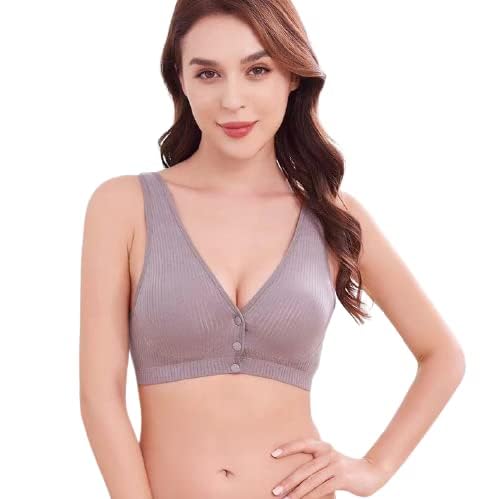 Momisy Women's Cotton Lightly Padded Wire Free Maternity Bra Dark Grey