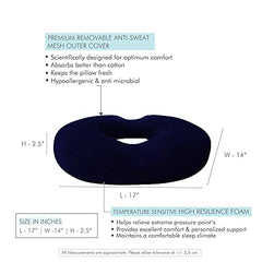 The White Willow Donut Pillow – Medium Firm HR Memory Foam Coccyx Seat Cushion for Tailbone, Hemorrhoid & Piles Pain Relief – Car & Office Chair – Above 60KG – Classic Black