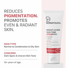 DERMATOUCH Bright & Even Tone Face Wash with Niacinamide, Vitamin E and Kojic Acid | For Tan, Pigmentation Dark Spots & Uneven Skin Tone | Oil Control | Dermatologist Tested | For Men & Women | 30g