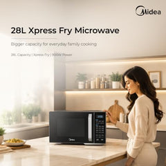 Midea 28 L Convection Microwave oven with Air Fry & Grill (MMOP03XA-ECSEBK) | 326 Auto cook menu | 900W | Child Lock