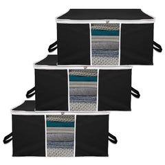 Kuber Industries Leheriya Design Underbed Storage Bag, Storage Organiser, Blanket Cover Set Of 3 (Royal Blue, Non-Woven), 65 x 47 x 33 Centimeters