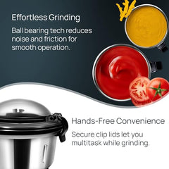 Wipro Elato FMG209 800 Watt Mixer Grinder with 4 Jars,Heavy Duty 100% Copper Ball Bearing Motor with 5 Year Warranty,Superfast Grinding,Clip Lids - Hands Free use, 4 Jars Mixer Grinder 800 Watt,Black