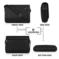 WildHorn Genuine Leather Laptop Messenger Bag for Men | Stylish Office Bag with a Padded Laptop Compartment & Adjustable Strap | Designed to Fit Laptops up to 14 Inches | Backed by a 1-Year Warranty