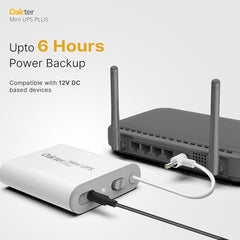 Oakter Mini UPS Basic for WiFi Router Broadband Modem | Supports 12V-2A Routers. Backup Upto 3 Hours | WiFi Router UPS Power Backup During Power Cuts| Current Surge & Deep Discharge Protection